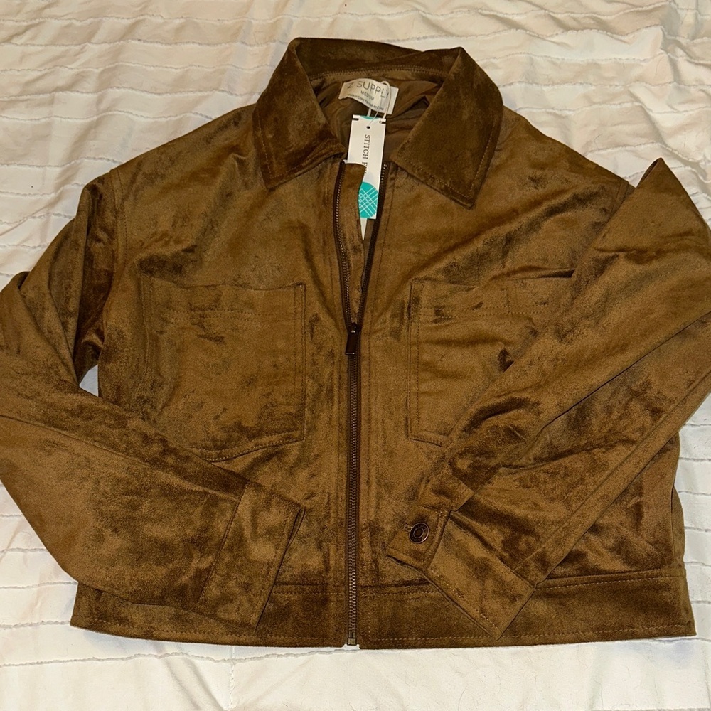 Z SUPPLY Heritage Brown Faux Suede Jacket Size M